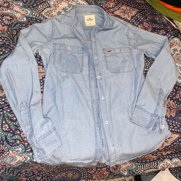 Hollister Y2K Long Sleeve Light Blue Button up - Picture 3 of 3